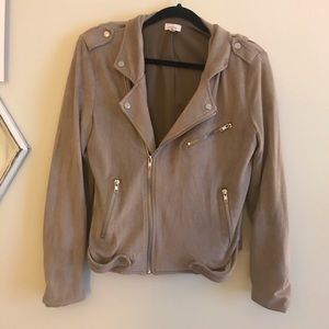 Soft Blush Suede Moto Jacket